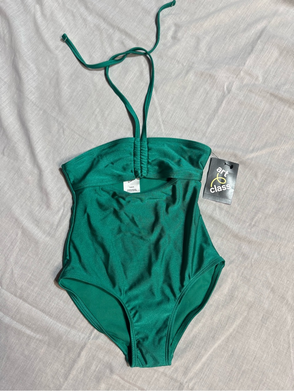 art class Girls' Teal Green Halter One-Piece Swimsuit